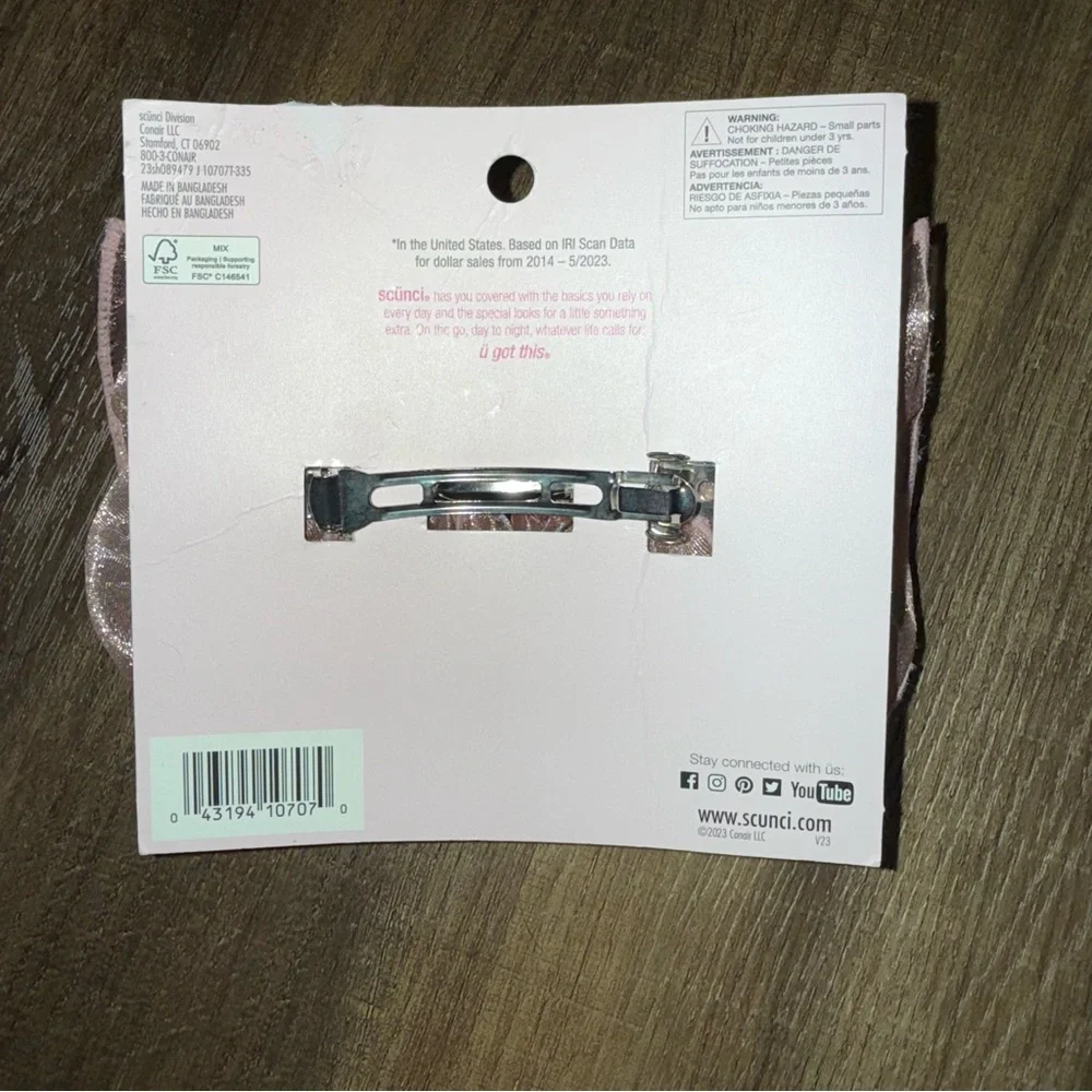 NWT Scünci by Conair Mauve Pink Bow Clip